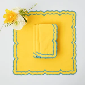 Fashion Fleur Yellow Napkins (Set Of 4) Napkins