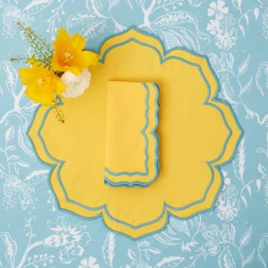 Fashion Fleur Yellow Napkins (Set Of 4) Napkins