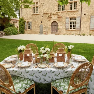 Store Frilled Green Ikat Seat Pad Cushion Cushions