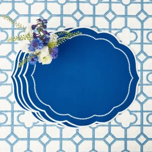 New Gabrielle Blue Placemats & Napkins (Set Of 4) Table Linen Sets