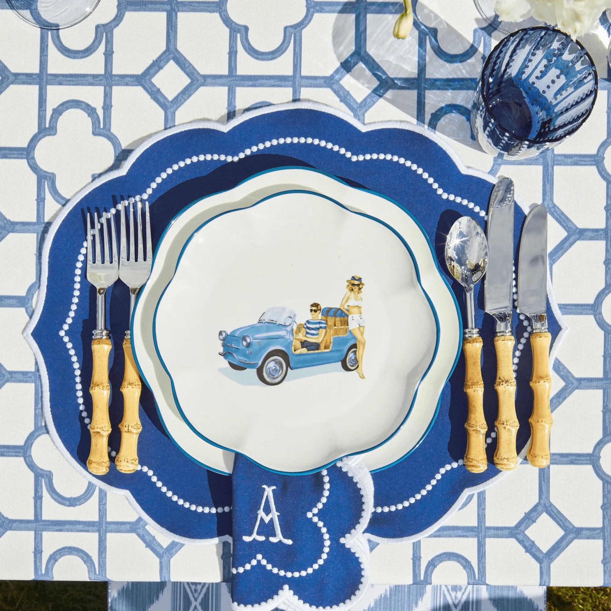 gabrielle_blue_placemats__9.webp New Gabrielle Blue Placemats & Napkins (Set Of 4) Table Linen Sets