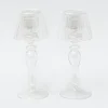 Cheap Glass Lantern Tea Light Holder (Pair) - 24Cm Candle Holders