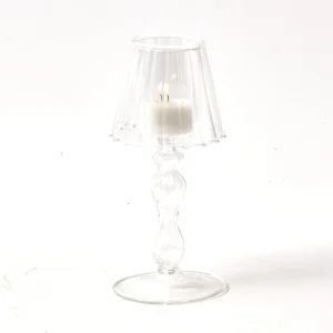 Online Glass Lantern Tea Light Holder (Pair) - 18Cm Candle Holders
