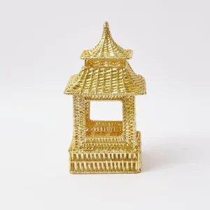 Sale Gold Rattan Pagoda Lantern Candle Holders