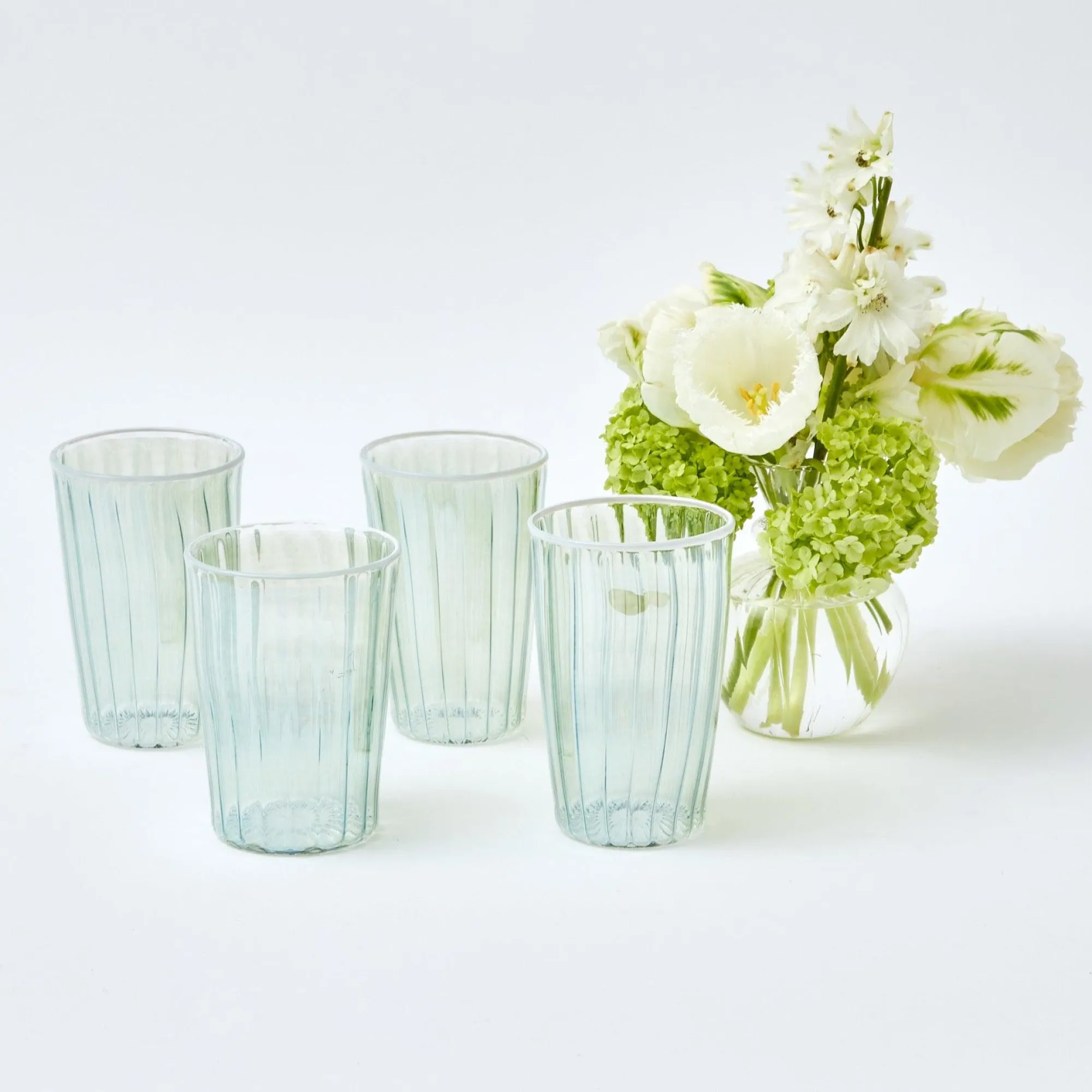 green__white_rim_water_gl_0.webp Online Green & White Rim Water Glasses (Set Of 4) Glasses