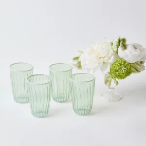 Online Green & White Rim Water Glasses (Set Of 4) Glasses