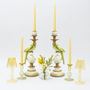 Clearance Green & Yellow Parrot Candlescape Candle Holders