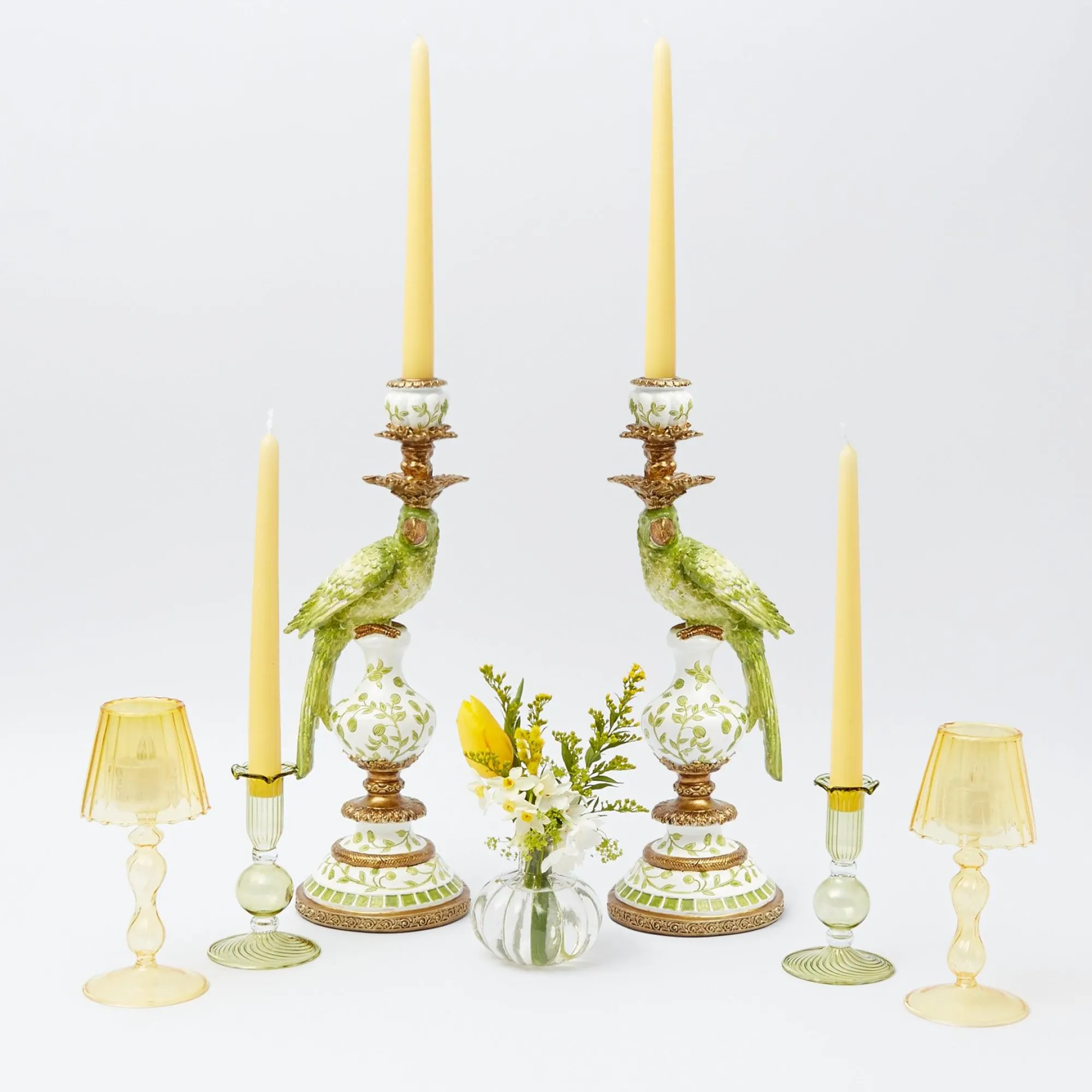 green__yellow_parrot_cand_13.webp Clearance Green & Yellow Parrot Candlescape Candle Holders