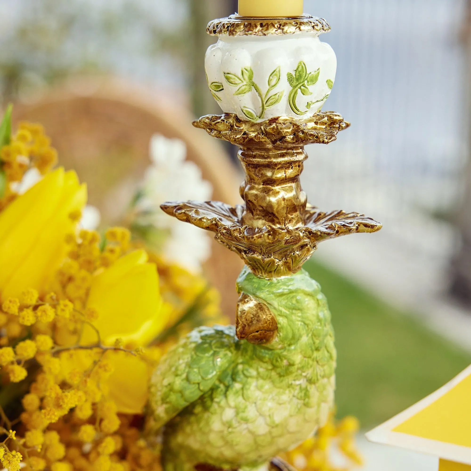 green__yellow_parrot_cand_3.webp Clearance Green & Yellow Parrot Candlescape Candle Holders