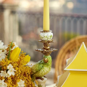 Clearance Green & Yellow Parrot Candlescape Candle Holders