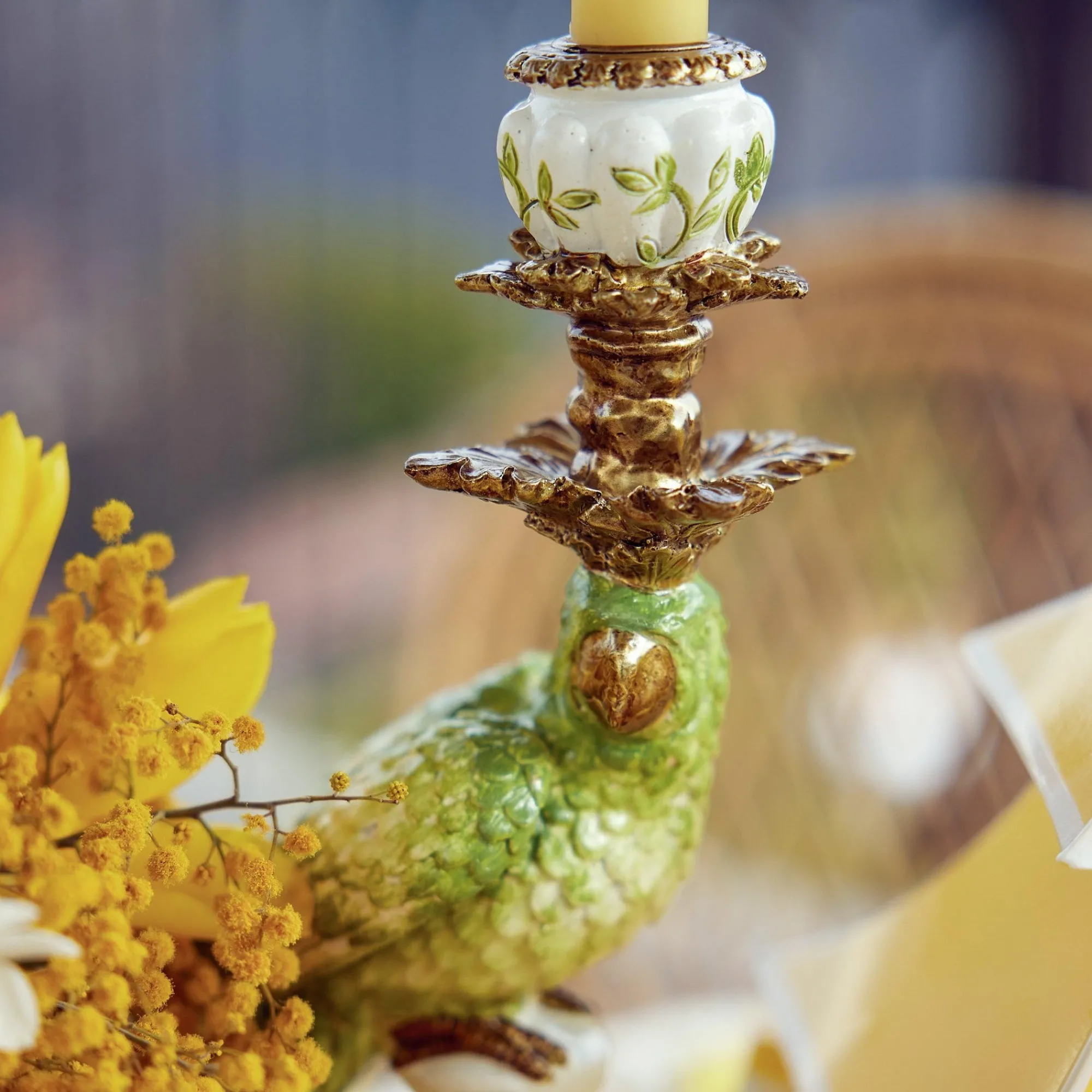 green__yellow_parrot_cand_9.webp Clearance Green & Yellow Parrot Candlescape Candle Holders