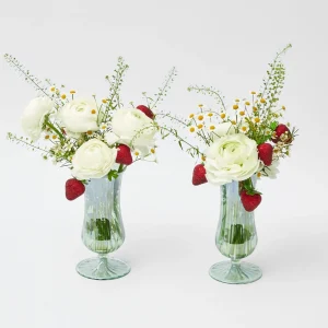 Fashion Green Fluted Vases (Pair) Vases