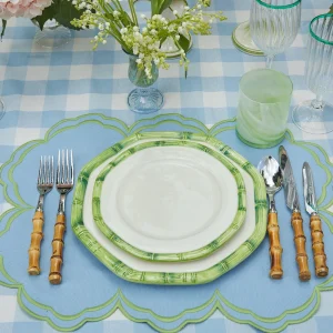 Cheap Green Geometric Bamboo Starter Plate Bamboo Crockery