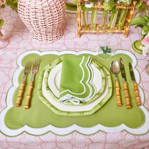 Cheap Green Geometric Bamboo Starter Plate (Set Of 4) Bamboo Crockery