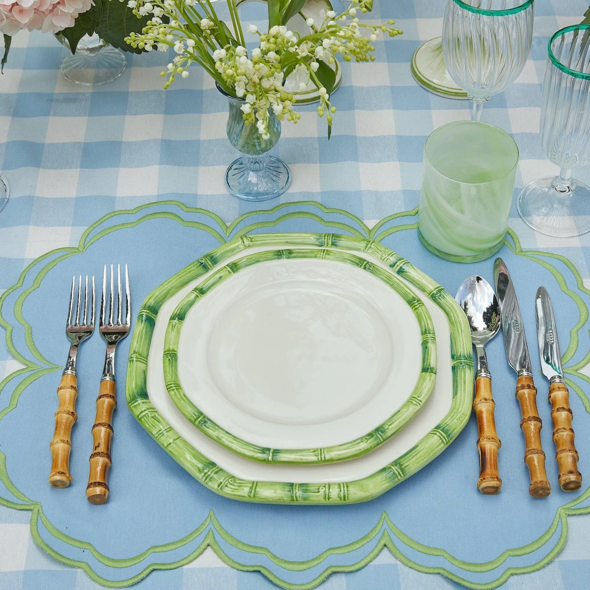 green_geometric_bamboo_st_15-3.webp Shop Green Geometric Bamboo Starter Plate (Set Of 4) Starter Plates