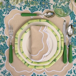 Flash Sale Green Geometric Bamboo Starter Plate (Set Of 4) Crockery Sets