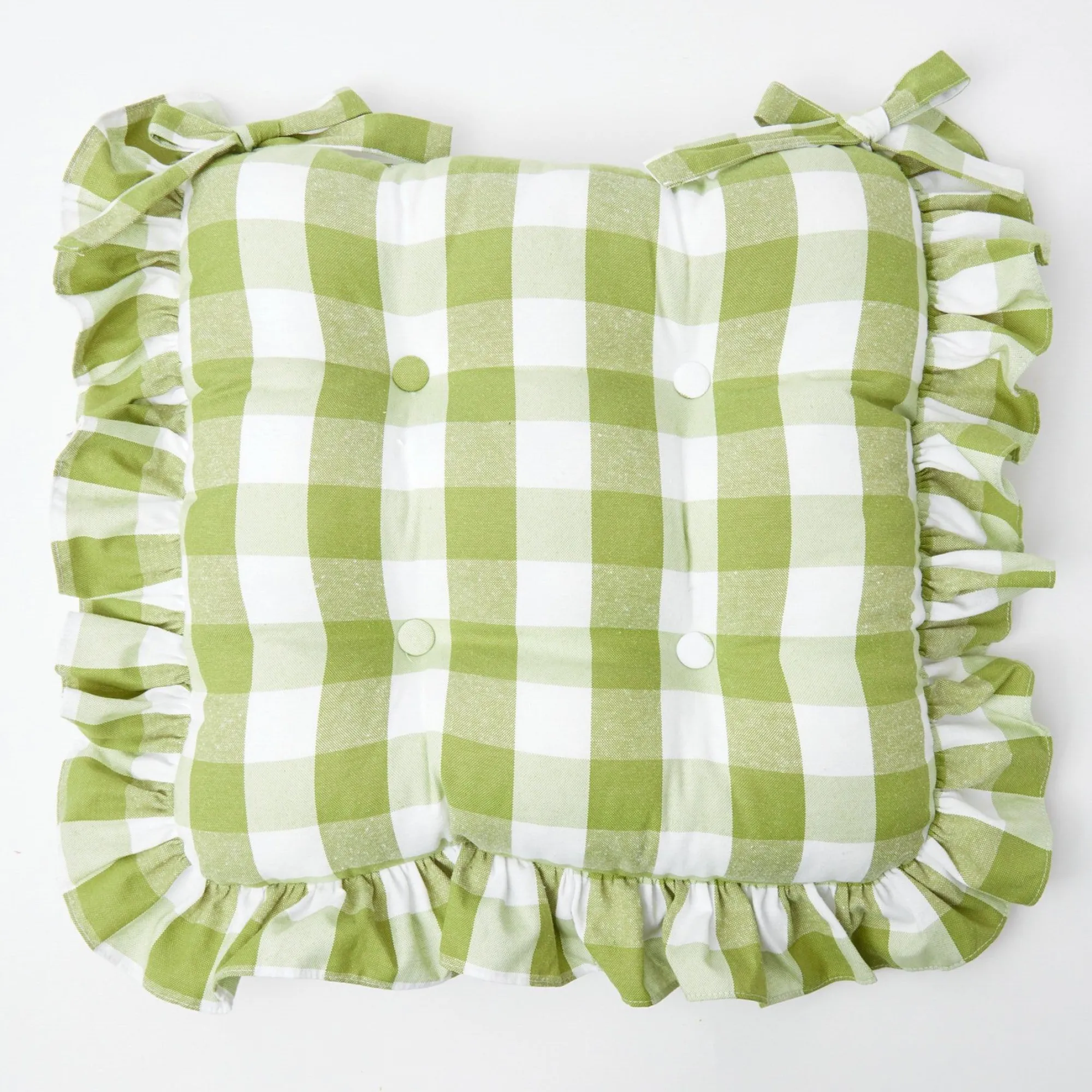 green_gingham_ruffle_seat_0-1.webp Cheap Green Gingham Ruffle Seat Pad Cushion Cushions