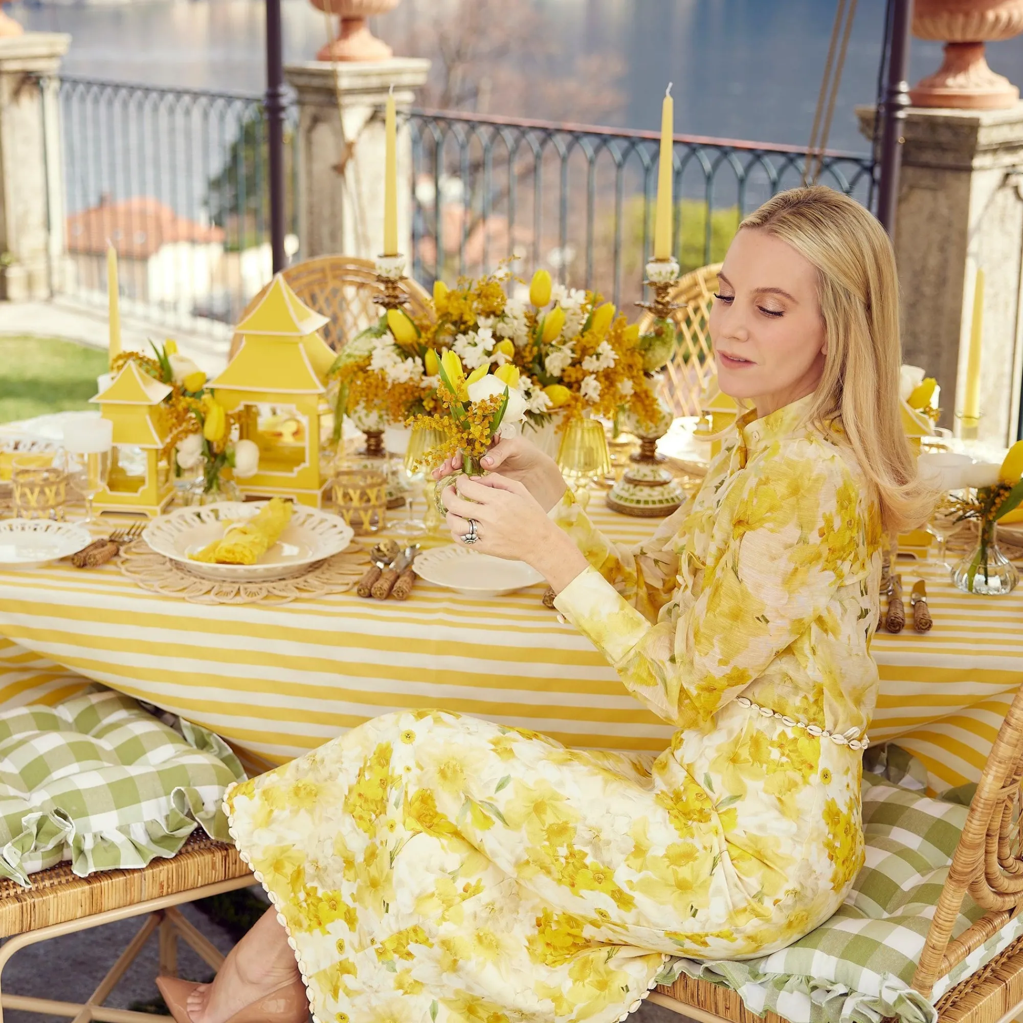 green_gingham_ruffle_seat_1.webp Fashion Green Gingham Ruffle Seat Pad Cushions (Set Of 4) Cushions