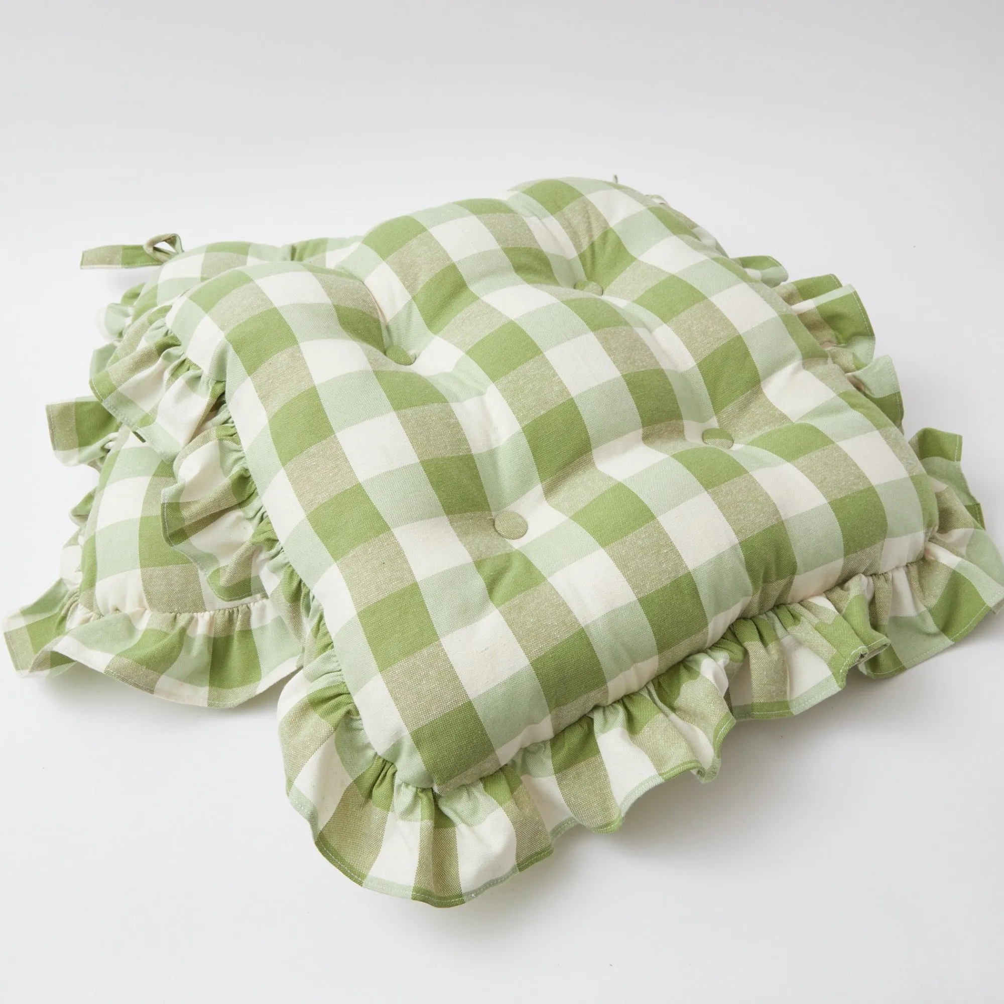 green_gingham_ruffle_seat_3-1.webp Cheap Green Gingham Ruffle Seat Pad Cushion Cushions