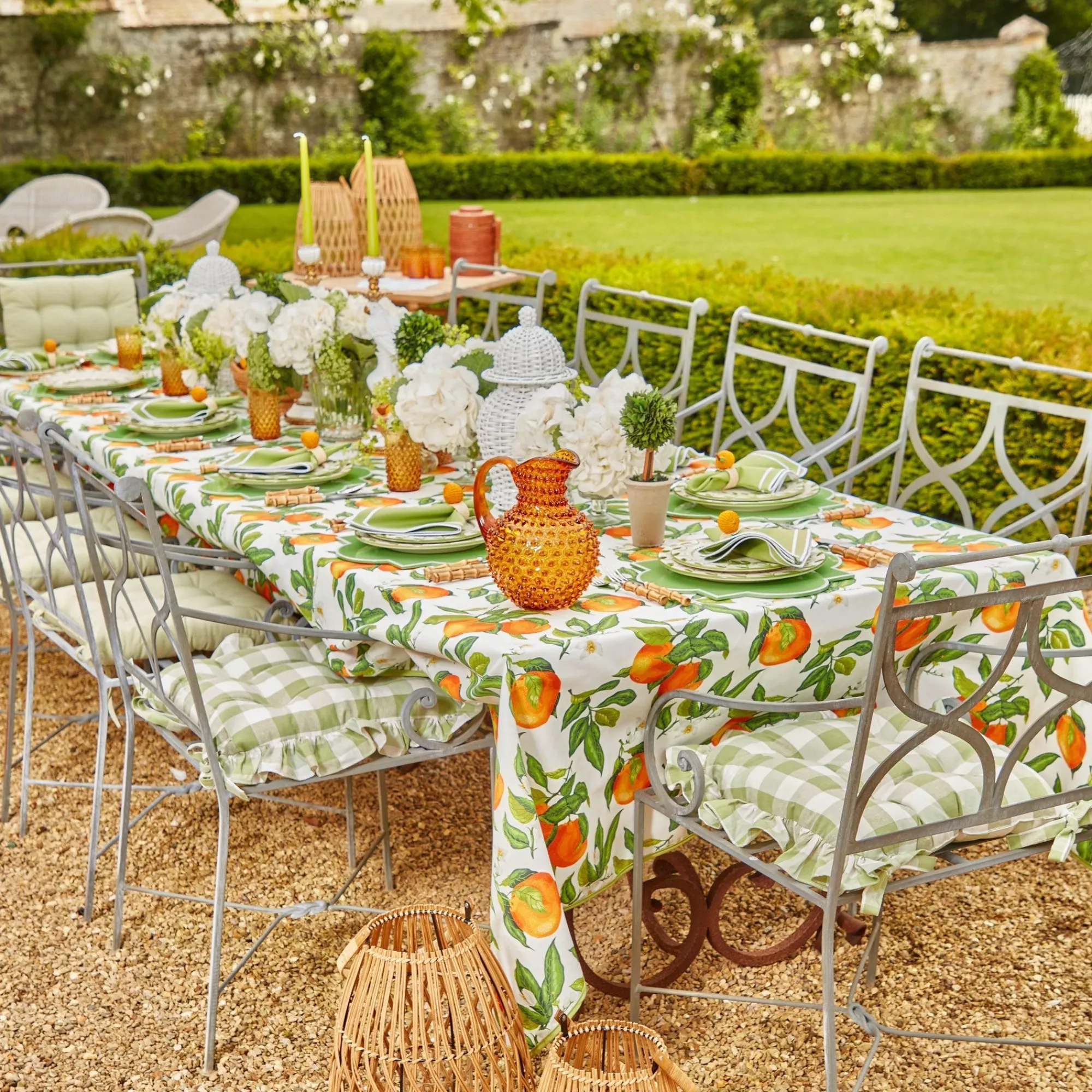 green_gingham_ruffle_seat_4.webp Fashion Green Gingham Ruffle Seat Pad Cushions (Set Of 4) Cushions