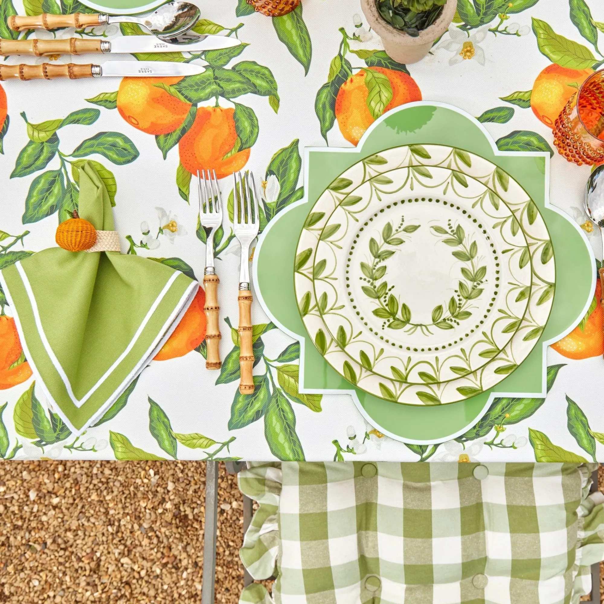 green_gingham_ruffle_seat_8.webp Fashion Green Gingham Ruffle Seat Pad Cushions (Set Of 4) Cushions