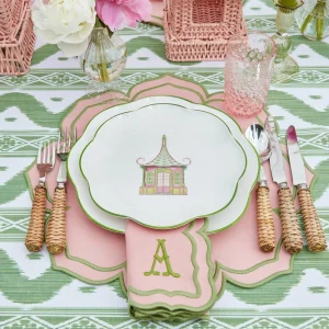 Fashion Green Ikat & Pink Fleur Linen Set Table Linen Sets