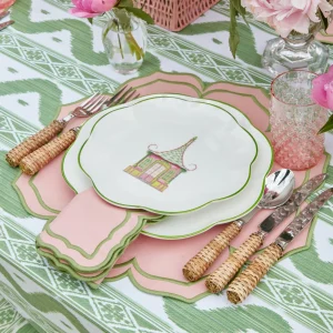 Fashion Green Ikat & Pink Fleur Linen Set Table Linen Sets