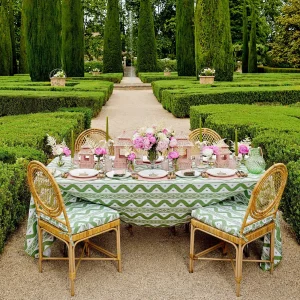 Fashion Green Ikat & Pink Fleur Linen Set Table Linen Sets