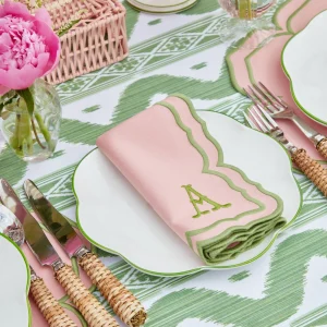 Fashion Green Ikat & Pink Fleur Linen Set Table Linen Sets