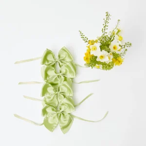 Clearance Green Saddle Stitch Napkin Bows (Set Of 4) Napkin Rings, Bows & Wreaths