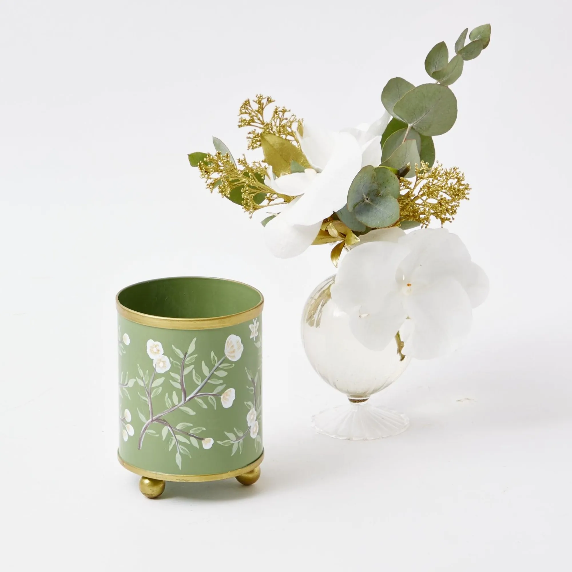 hand_painted_olive_floral_0.webp Clearance Hand Painted Olive Floral Tole Candle Pot Scented Candles