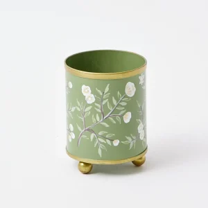 Clearance Hand Painted Olive Floral Tole Candle Pot Scented Candles