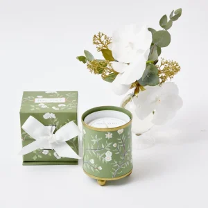 Online Hand Painted Olive Floral Tole Candle Pot Candle Holders