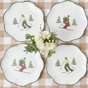 Fashion Heidi & Hans Skier Dinner Plate (Set Of 4) Crockery Sets