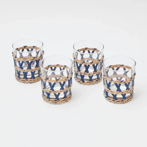 Shop Ink Raffia Water Glasses (Set Of 4) Glasses