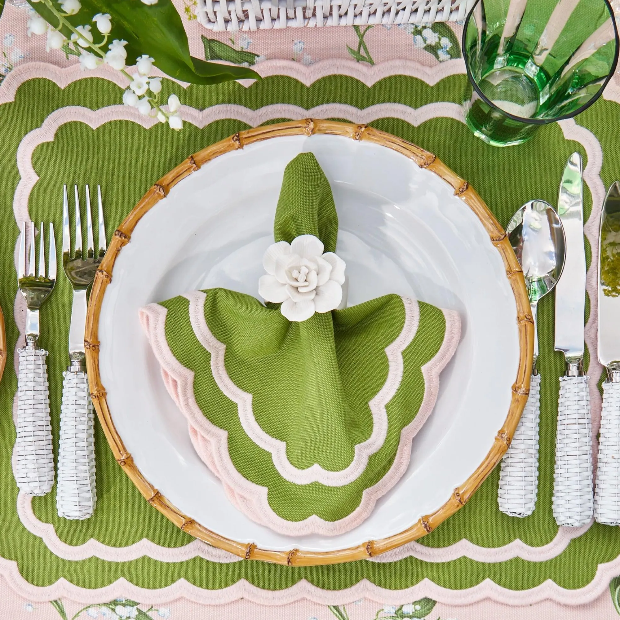 isla_green__pink_placemat_8.webp Flash Sale Isla Green & Pink Placemats & Napkins (Set Of 4) Table Linen Sets