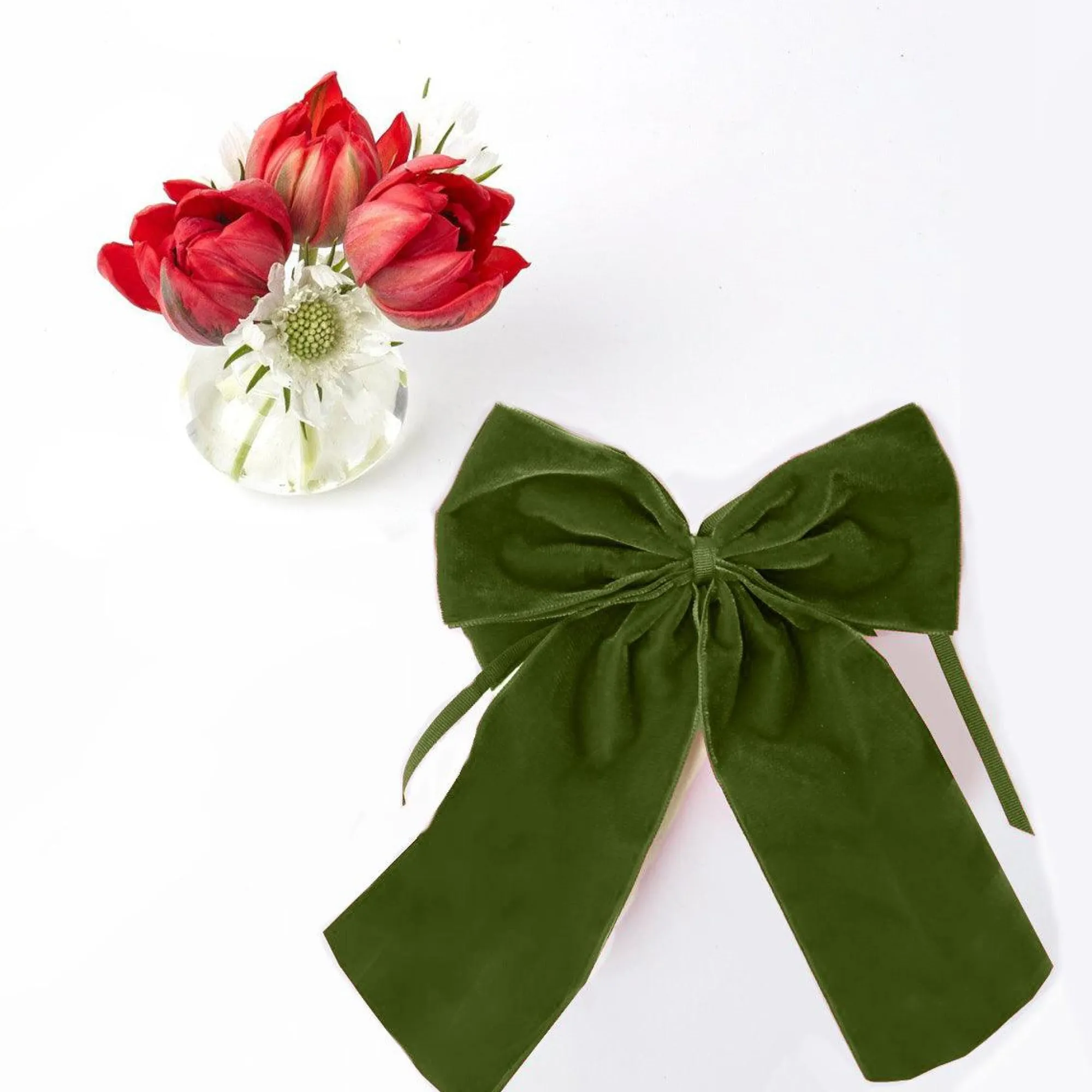 large_forest_green_velvet_0.webp Shop Large Forest Green Velvet Bow Napkin Rings, Bows & Wreaths