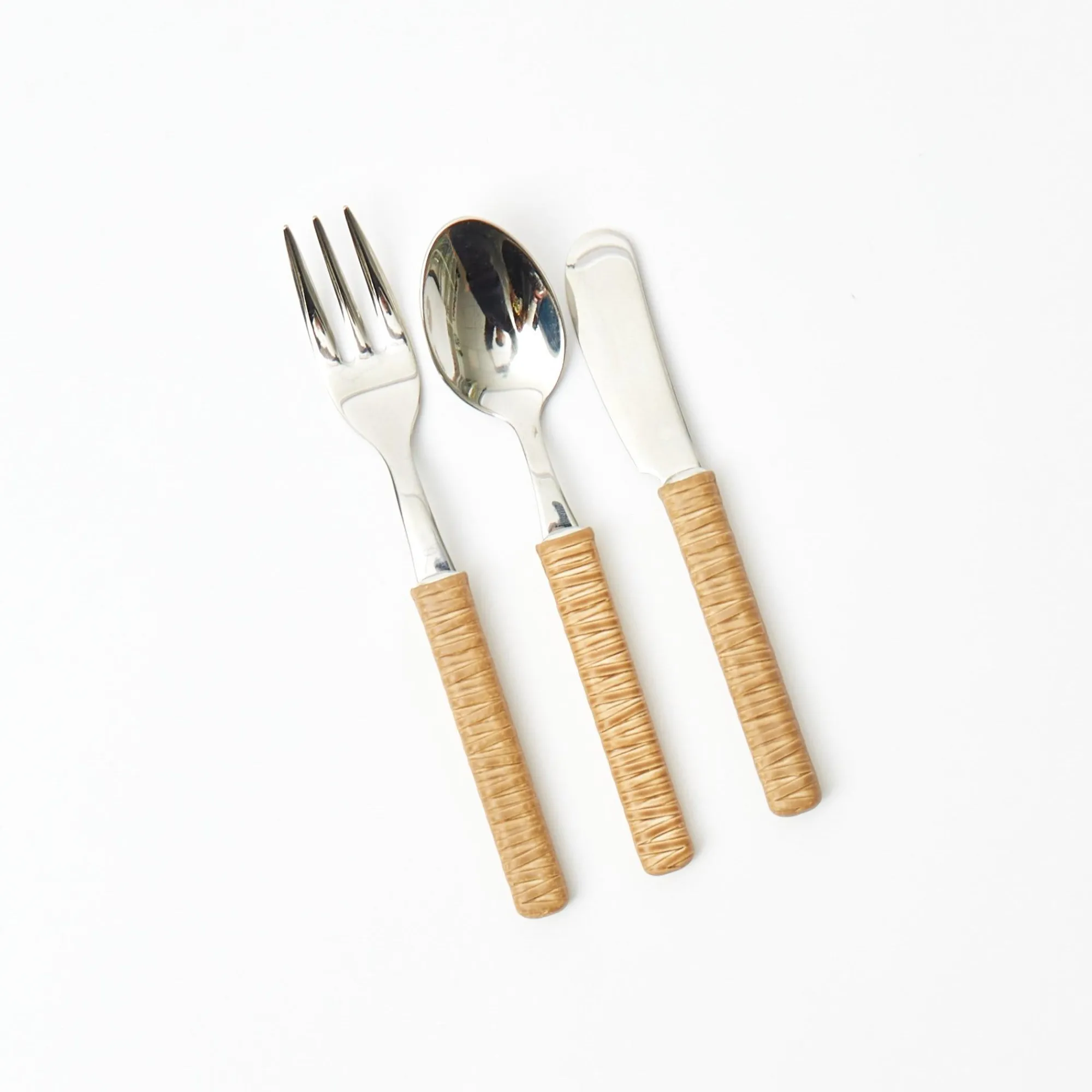 light_brown_rattan_effect_6.webp Cheap Light Brown Rattan Effect Childrens Cutlery (3 Piece) Cutlery Sets
