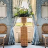 New Liliana Scalloped Rattan Pedestal And Urn Vases
