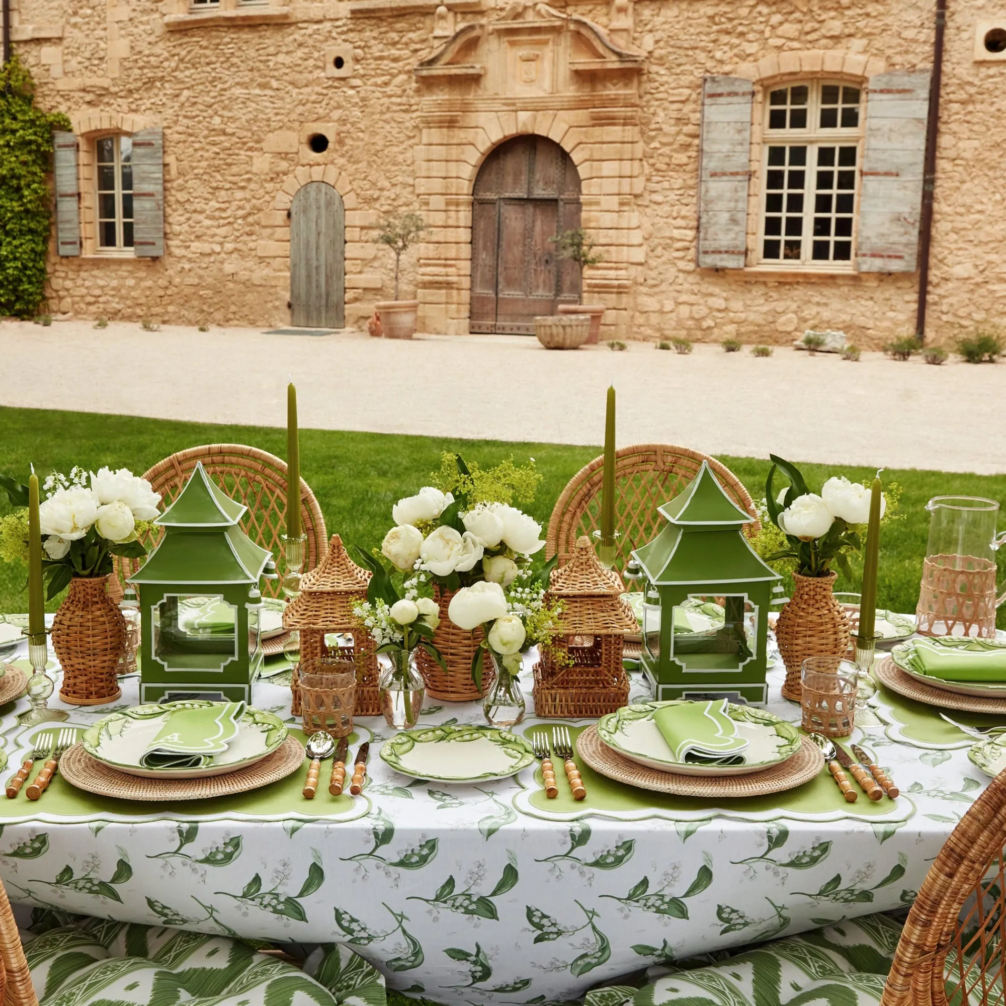 lily_of_the_valley__seren_1.webp Hot Lily Of The Valley & Serena Green Applique Linen Set Table Linen Sets
