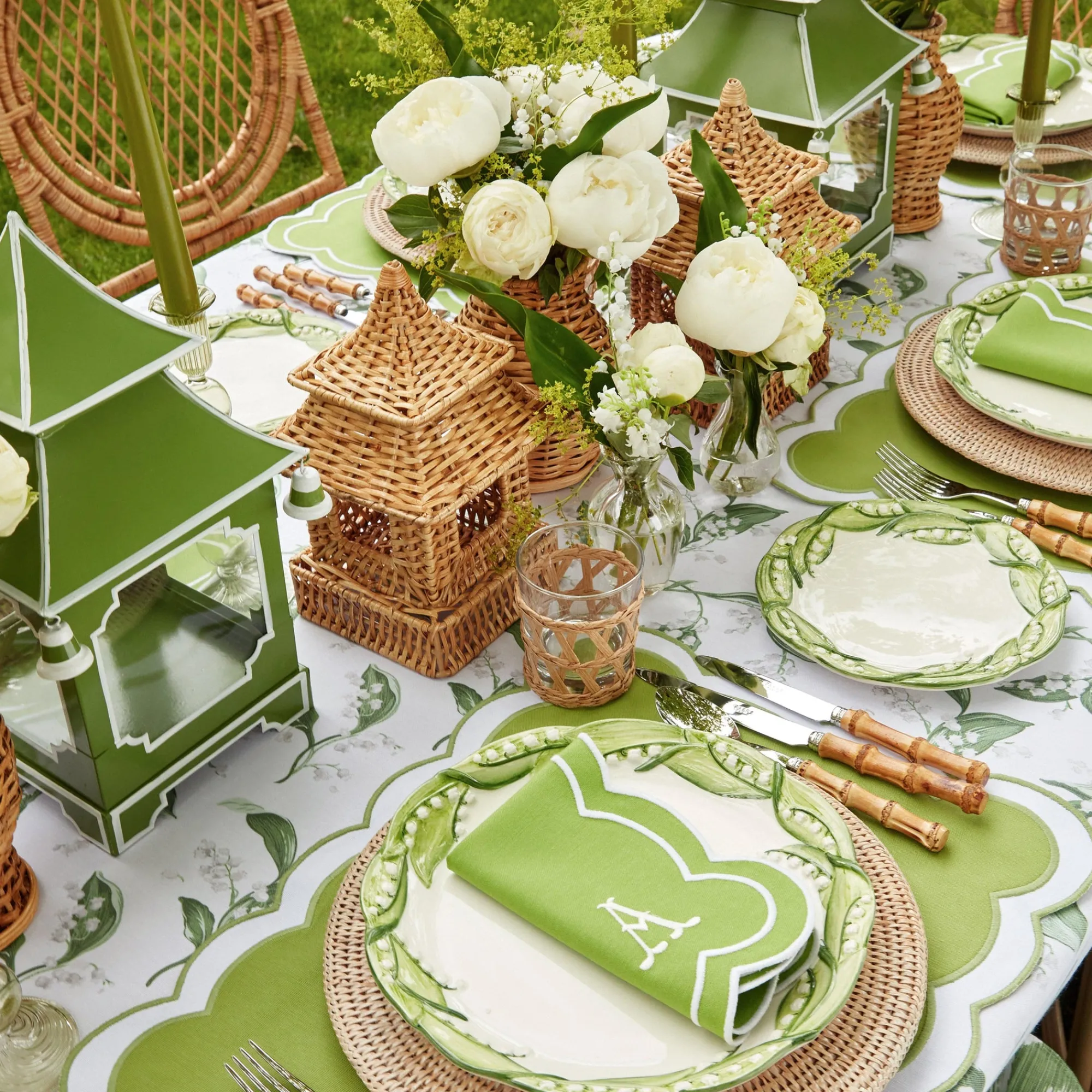 lily_of_the_valley__seren_2.webp Hot Lily Of The Valley & Serena Green Applique Linen Set Table Linen Sets
