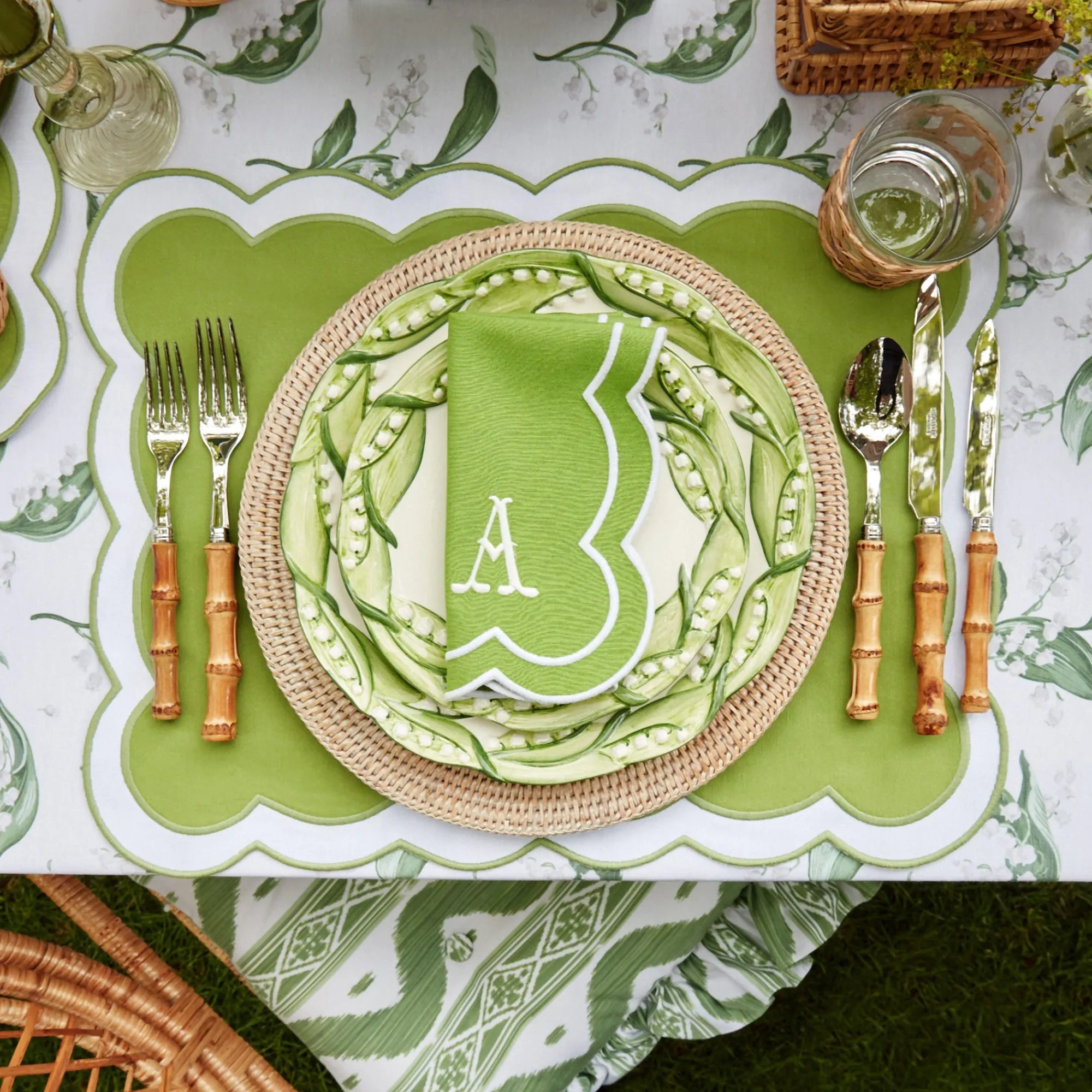 lily_of_the_valley__seren_3.webp Hot Lily Of The Valley & Serena Green Applique Linen Set Table Linen Sets