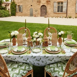 Hot Lily Of The Valley & Serena Green Applique Linen Set Table Linen Sets