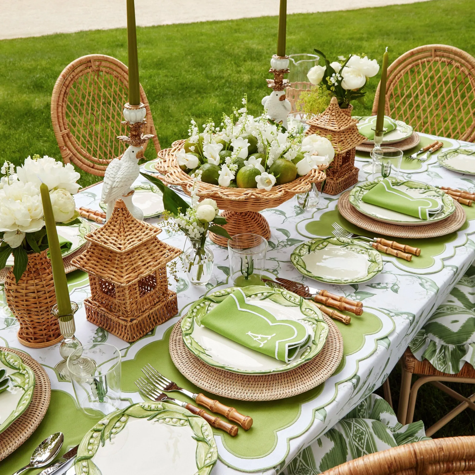 lily_of_the_valley__seren_7.webp Hot Lily Of The Valley & Serena Green Applique Linen Set Table Linen Sets