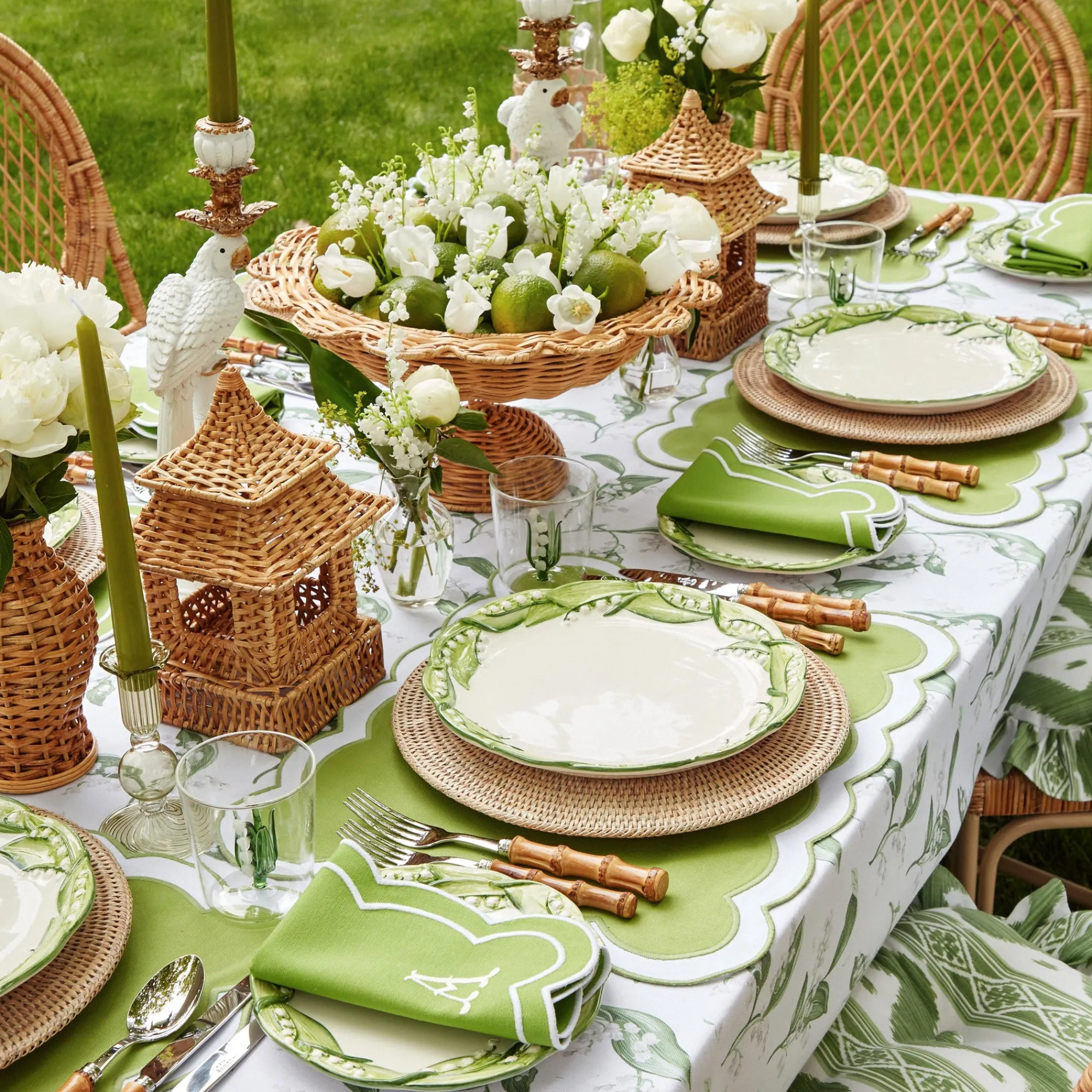 lily_of_the_valley__seren_8.webp Hot Lily Of The Valley & Serena Green Applique Linen Set Table Linen Sets