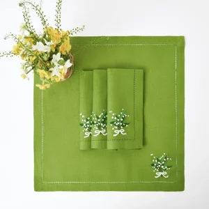 Shop Lily Of The Valley Green Linen Napkins (Set Of 4) Napkins