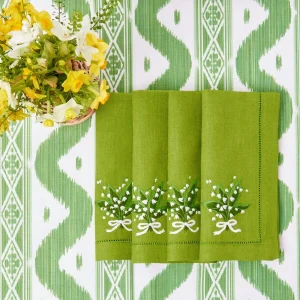 Shop Lily Of The Valley Green Linen Napkins (Set Of 4) Napkins