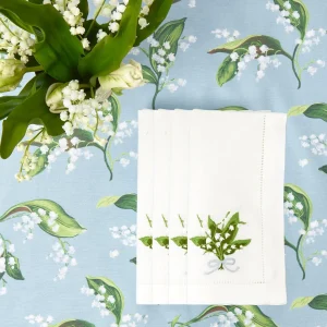 Online Lily Of The Valley White Linen Napkins (Set Of 4) Napkins