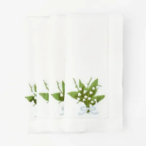 Online Lily Of The Valley White Linen Napkins (Set Of 4) Napkins