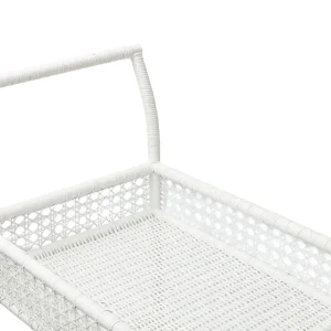 Fashion Lorenzo White Rattan Bar Cart Rattan Furniture